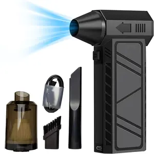 Cordless Electric Air Duster, Vacuum Cleaner, Violent Fan - Super Power Mini Air Blower with LED Light, Rechargeable Air Broom with 4-Speed ​​Adjustable Brushless Motor for Blowing and Vacuuming for Car, Computer, Outdoor, Home Cleaning