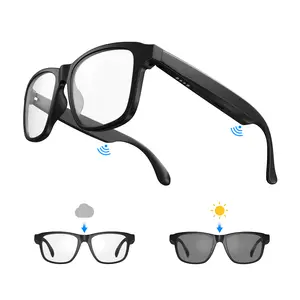 Woman& Man Gift,Photochromic Smart Glasses, Wireless Headphone, for Music & Calls, Anti-blue Light Glasses, Voice Assistant, Bluetooth Hands-Free eyeglass for Sport, Fashionable, Suitable for Office, Driving and Outdoors, Summer, Smart Summer Gear