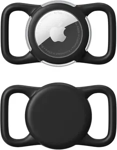 Waterproof Airtag Holder for Dog Collar, Soft Full-Body Protective Airtag Holder for Dog & Cat Collars, Ultra-Durable, Easy Installation, Lightweight Clear Airtag Case (Black, Regular)