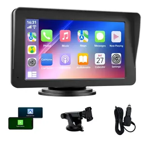 ConewVehicle 2026 Upgraded Wireless Carplay Screen,7 Inch IPS Touchscreen Car Stereo with Suction Mount, Seamless Mirrorlink, Supports Landscape & Portrait Modes