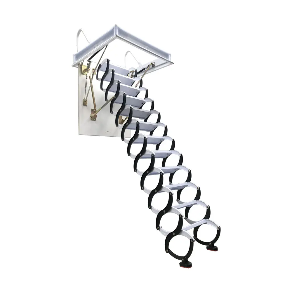 Yokoma Folding Loft Ladder Stairs, Carbon Steel Attic Access Ladder, Black Heavy-Duty Foldable Stairs