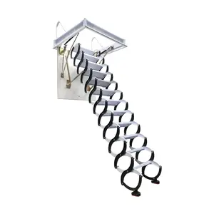Yokoma Folding Loft Ladder Stairs, Carbon Steel Attic Access Ladder, Black Heavy-Duty Foldable Stairs