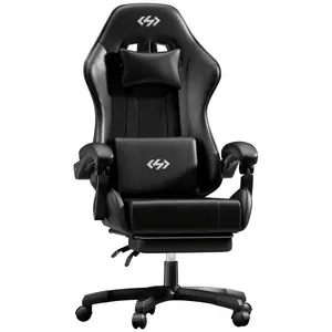 Ergonomic Video Game Seat,Ecofurnix Gaming Chair with 360° Swivel & Lumbar Massage, Computer Chair PU Leather Cushion for Adults Home/Office Use Gamer Chair Cover Mid Back caster