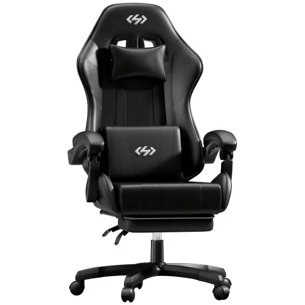 Ergonomic Video Game Seat,Ecofurnix Gaming Chair with 360° Swivel & Lumbar Massage, Computer Chair PU Leather Cushion for Adults Home/Office Use Gamer Chair Cover Mid Back caster