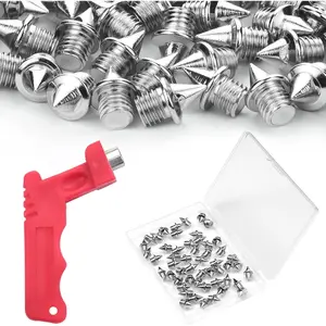 50Pcs 3/16 Inch Track and Field Shoes With Hard Steel Pyramid Spikes for Sprint Running Cross Country Include Spike Wrench
