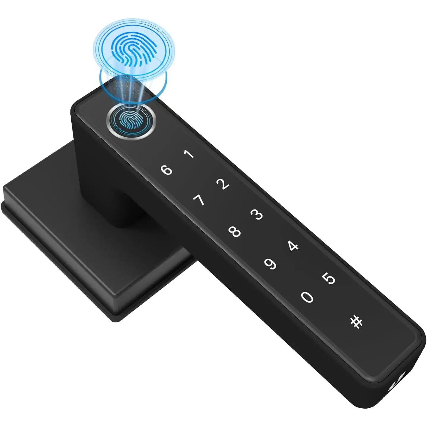 Fingerprint Door Handle Lock,Keyless Entry Door Lock with Handle Keypad,3 Unlocking Methods Smart Lock for House Doors,Bedroom,Office,Apartment