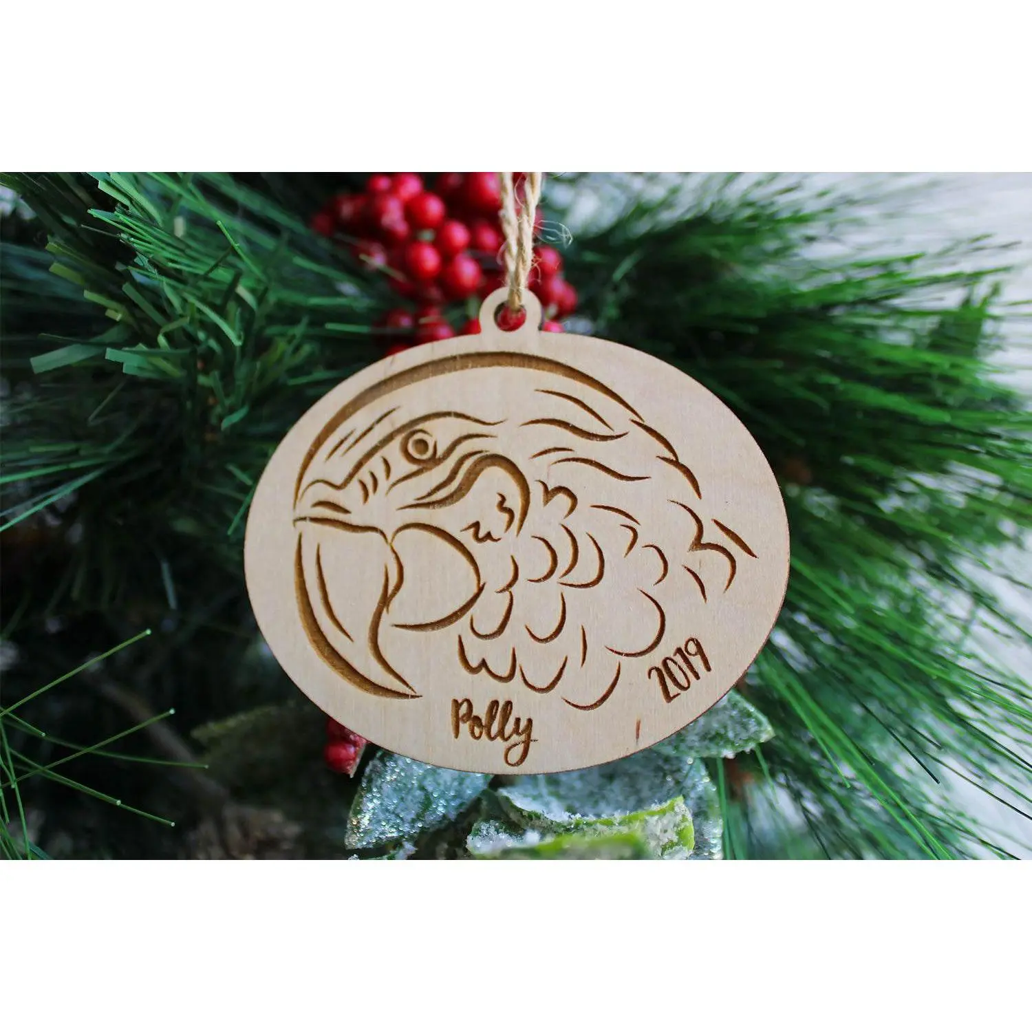 Macaw Christmas Ornament - Personalized with Name and Date
