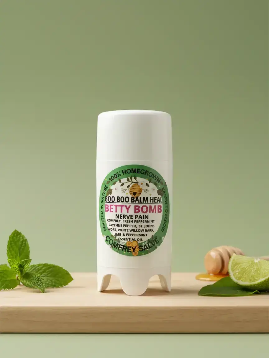 BOO BOO BALM HEAL Betty BOMB Roll-On Pain Relief Balm, Honey-Infused Natural Therapeutic Treatment for Men's Personal Care & Wellness, Coconut, Gel, Adult, Travel Size, Cayenne Pepper, Scented