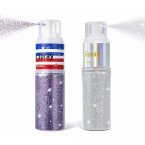 Hair and Body Glitter Spray, Glint-Rainbow Glitter Hairspray Dry Powder Makeup for Clothes, Festival Rave Loose Sparkle Powder,Holographic Ultra Fine Glitters for 4th of July Accessories,summerwins