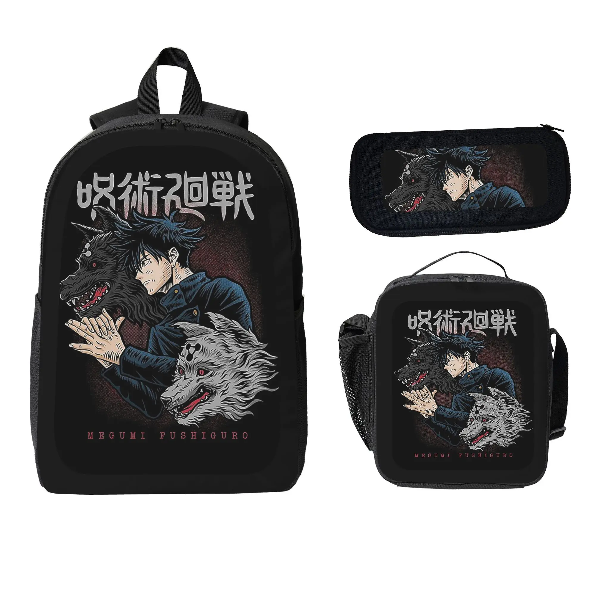 Jujutsu Kaisen Anime School Bag Combo - 3-in-1 Utility, Bold Graphics, Comfortable & Practical for Kids