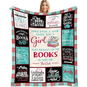 Book Lovers Gifts for Women, Bookish Gifts for Book Lovers Women, Book Lovers Gift Ideas Throw Blanket 60"x50", Reading Gifts for Readers/Librarian/Book Nerd/Bookworm, Book Club Gifts for Woman