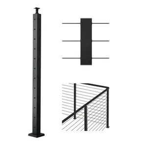 VEVOR Cable Railing Post, 42"x2"x2" Deck Railing Post, Black Corner Post, Stainless Steel Cable Railing System Kit for Indoor Outdoor Deck Balcony,1JZLGZXHS1065S1EW001V0
