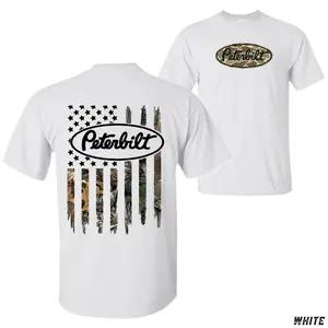 Peterbilt Camo Flag T-Shirt – 2side Semi Truck Graphic Tee, American Flag Hunting Camo Peterbilt Shirt, Unisex Trucker Style, Highway Hauler Outfit, Vintage Rig Apparel
