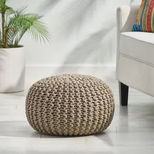 Moro Handcrafted Modern Cotton Pouf Brown - Christopher Knight Home