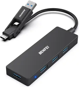 BENFEI USB 3.0 Hub, 4 Ports USB Splitter Ultra-Slim for Mouse, Keyboard, Flash Drive, U Disk, Printer for Laptop, PC, Xbox, PS5, and More