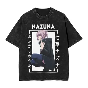 valentine shirts  Men Women T Shirt Call of the night Nazuna   Washed T Shirts Hipster  Summer Tee Shirt Y2K Retro Print Cotton 8Tops Hot Sale