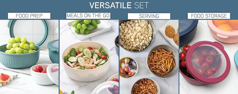 COOK WITH COLOR Prep Bowls - Wide Mixing Bowls Nesting Set with Lids, Sturdy 8 Piece Meal Prep Bowl, Tableware. Includes 13, 24, 41, and 73oz sizes COOK WITH COLOR Prep Bowls - Wide Mixing Bowls Nesting Set with Lids, Sturdy 8 Piece Meal Prep Bowl, Tableware. Includes 13, 24, 41, and 73oz sizes