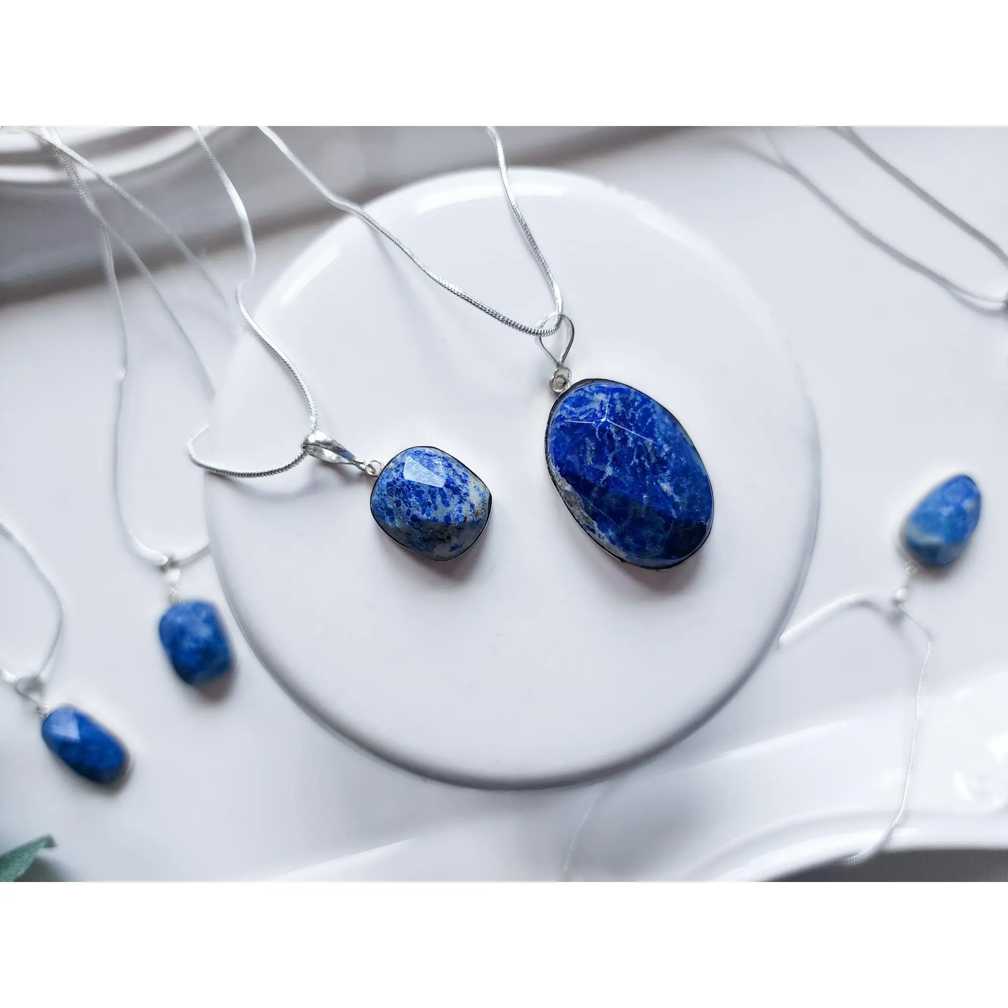 Sodalite Faceted Sterling Pendant Necklace