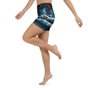 Authentic PHIM™ Women’s Blue Lips “Please Help Inspire Me” Biker Yoga Shorts – High-Waisted Motivational Activewear