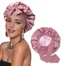 KOMOX Women's Silky Satin Sleep Cap for Adults - Double-Layer Spandex-Lined Breathable Hair Cap with Nonslip Tie Band & Bow, Tie-Tight Hold, Anti-Frizz Heatless Skin-Friendly Edge Control Bonnet for Curly Hair