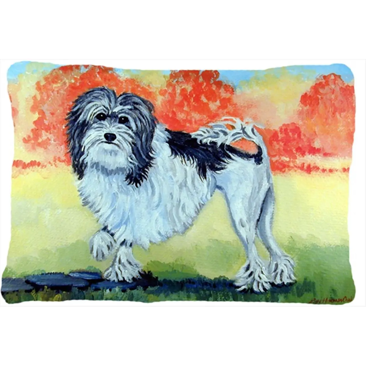 212 MAIN Lowchen Print Polyester Decorative Pillow - 12x16 in, Mildew-Proof, Handmade Look, Suitable for Indoor/Outdoor Furniture, Sofas