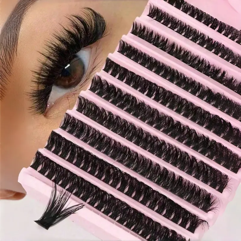 200pcs DIY Lash Extension Kit 80D Curl Cluster Lashes with Applicator Tools for Natural Volume Effortless At-Home Application