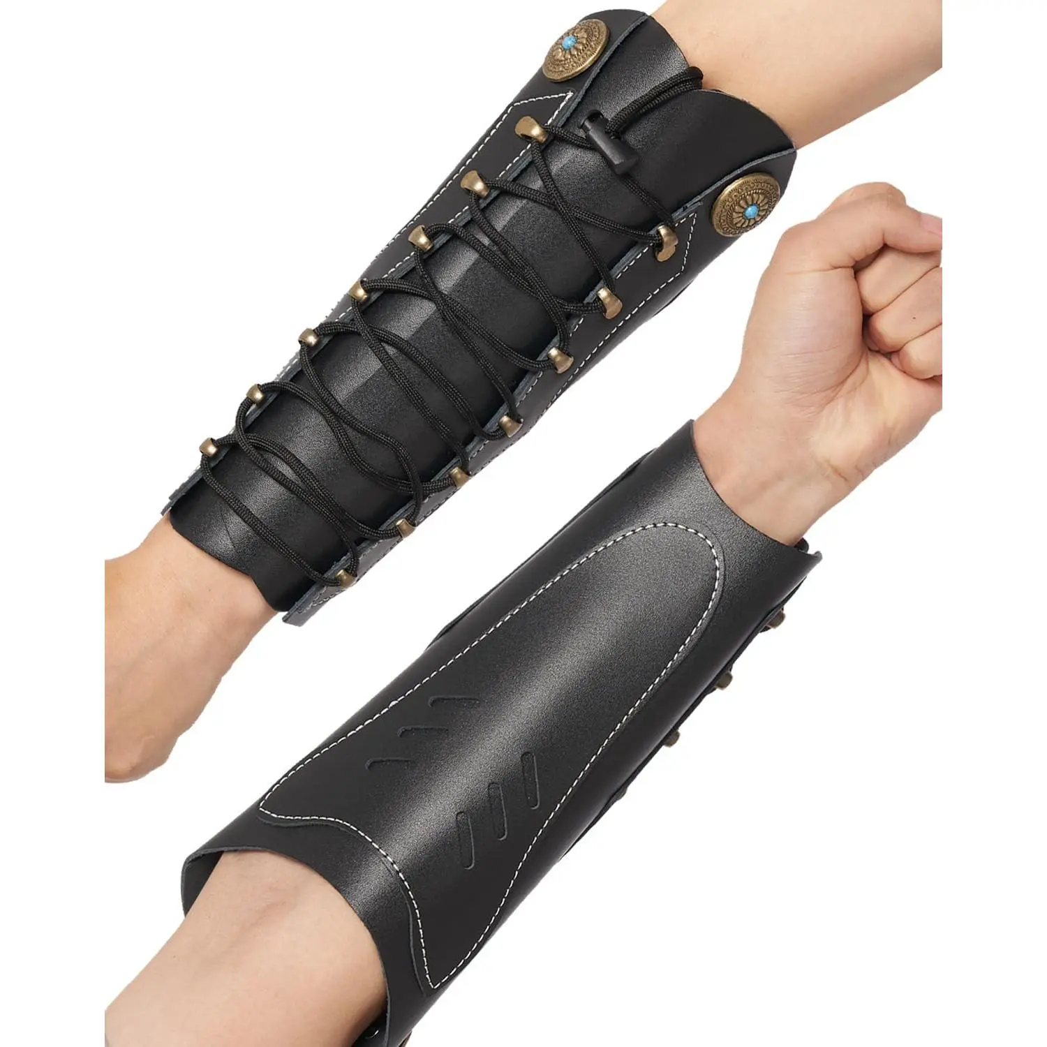 Unisex Handmade Leather Medieval Bracer - Adjustable Arm Guard, Wristband, Bow Shooting Glove, Hunting Arm Protector, No Excessive Bulk, Arm Guards