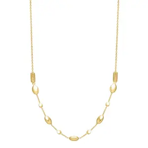 14k Yellow Gold Adjustable Puff Pebble Necklace