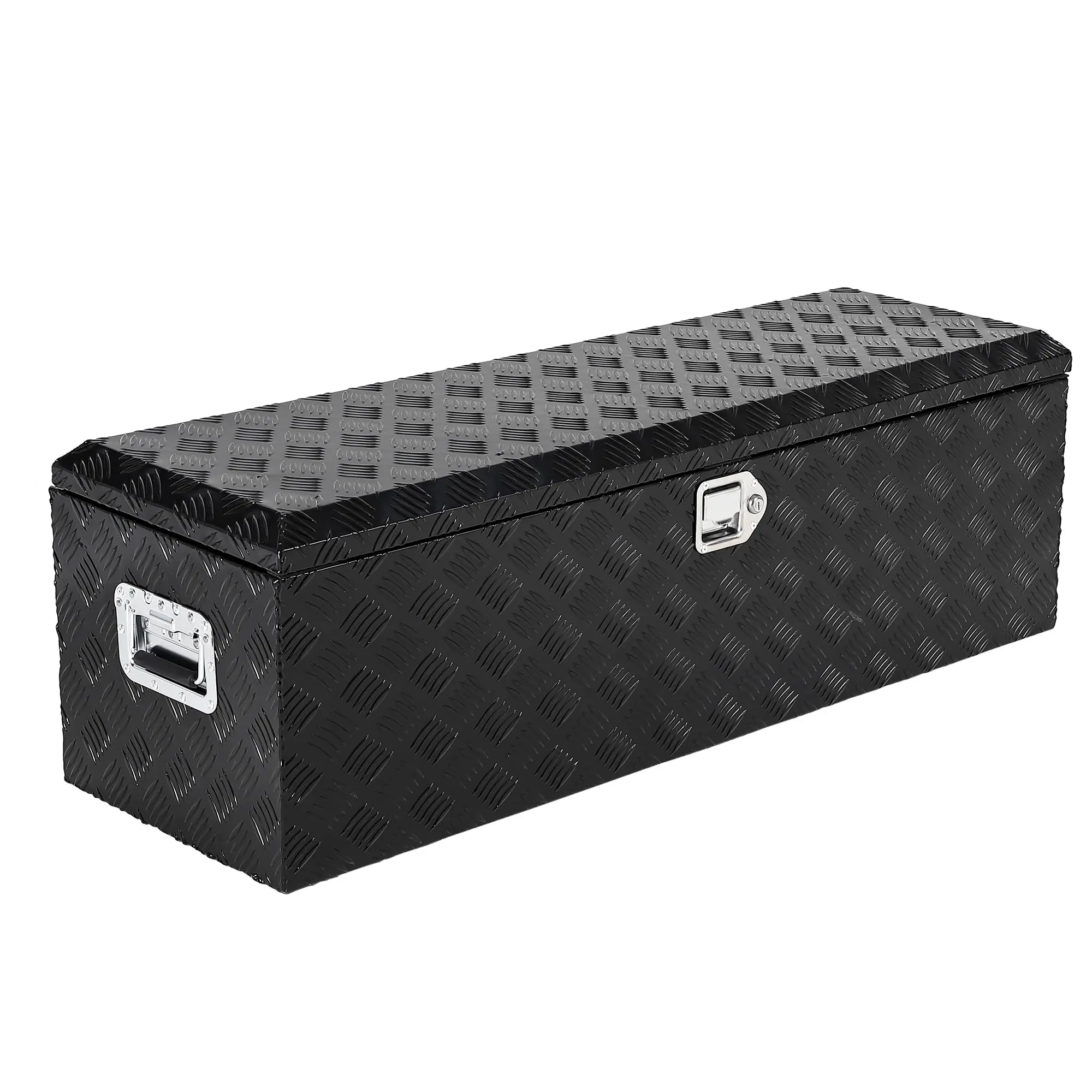 Garvee 48-Inch Heavy-Duty Compact Diamond Plate Aluminum Tool Box for Pickup Truck Beds, RVs, Trailers, Mechanics - Waterproof Storage Organizer with Side Handle, Secure Lock and Keys