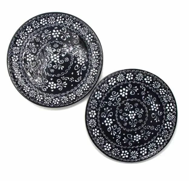 Ceramica Quevedo MC110I-S2 Encantada Handmade Pottery 11-75 Dinner Plates Ink - Set of 2