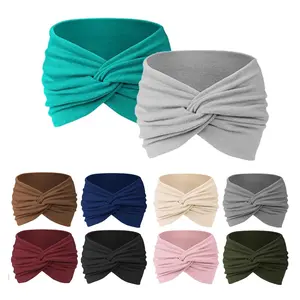Pack of 10 Mix Colors Headbands African Wide Hair Wrap Extra Turban Head Bands for Lady Large Sport Workout Stretch Non-slip Big Hair Bands