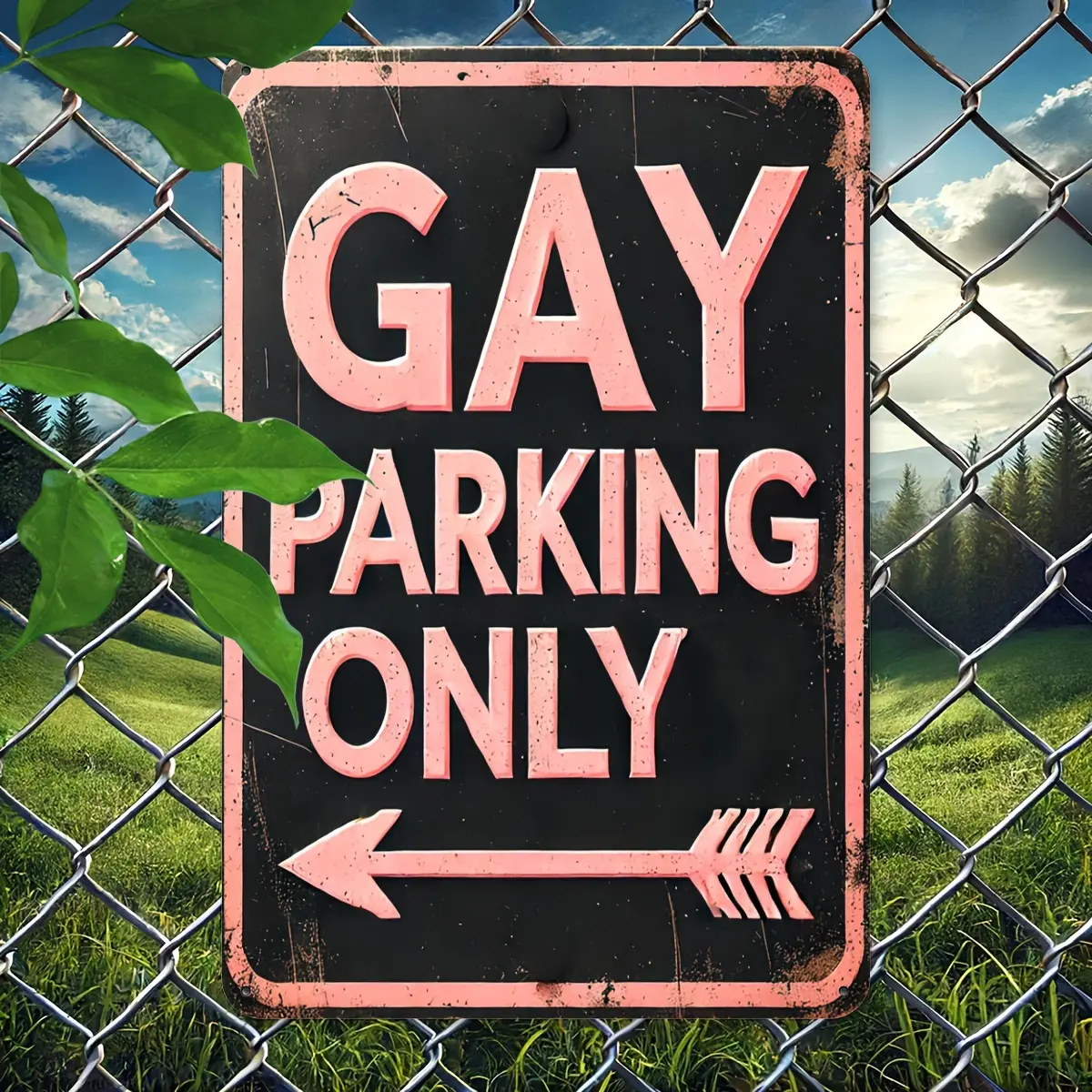 "Gay Parking Only", Retro Square Aluminum Sign 20x30cm(8x12inch), UV Ink Printing, Durable/Waterproof, Outdoor Use Up to 7 Years, Suitable for Home, Yard, Commercial Place, Garden, Bar, Office Decoration