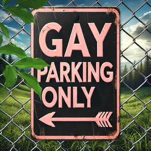 "Gay Parking Only", Retro Square Aluminum Sign 20x30cm(8x12inch), UV Ink Printing, Durable/Waterproof, Outdoor Use Up to 7 Years, Suitable for Home, Yard, Commercial Place, Garden, Bar, Office Decoration