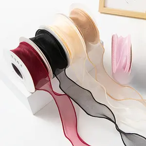 1 Roll Clear Gauze Ribbon - Durable Sheer Organza for Flower Bouquets & Cake Decor - Versatile Craft Tape for Weddings, Valentine’s & Party Embellishments