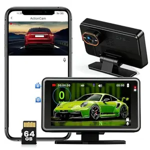 WiFi HUD Dashcam Auto with 5 Inch Display, HD 1080P Dashcam with 64G TF Card, HUD Display & App Playback | Loop Recording, Motion Detection, Overspeed Alarm