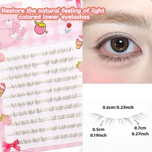 10-Piece Supernatural DIY Lower Lash Kit, Self-Grafting, Easy to Apply, with Transparent Stems, Suitable for Beginners and Reusable, Korean Style, Crossed Natural Filled Appearance, C-Curled, 6-9mm Length, Eyelash Extensions