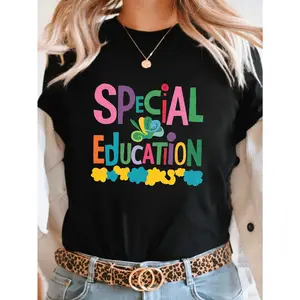 Womens Special Education Awareness Graphic Tee - Soft & Breathable Short Sleeve Top with an Inspirational Design for Teachers and Supporters. This Comfortable Casual Shirt is Perfect for Teacher Appreciation Week, School Spirit Days, Inclusive Community
