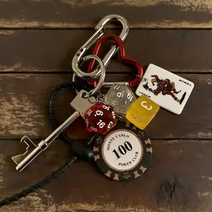 Creative Playing Card Keychain Cute Dice Bag Pendant Bold Unique Spring Alloy Mobile Phone Chain Fashion Accessory