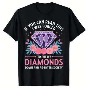 Painting Diamond Diamond Painting Art T-shirt, 100% Cotton, Gift for Men Women Parents Friends, S-XXXXL, Black Classic Cotton Tee Casual Short-Sleeve Men's T-Shirts Fun Shirts Cotton Menswear Graphic Tees