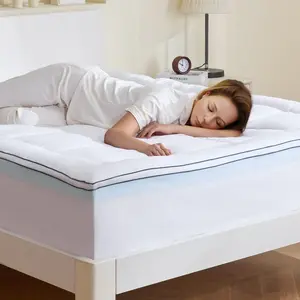 VEVOR Mattress Topper, Queen Size, 4 in Thickness, Memory Foam, Fiber Fill, Detachable Washable, Ergonomically Designed for Pressure Relief, Comfortable Cooling Breathable, Ideal for Hot Sleepers