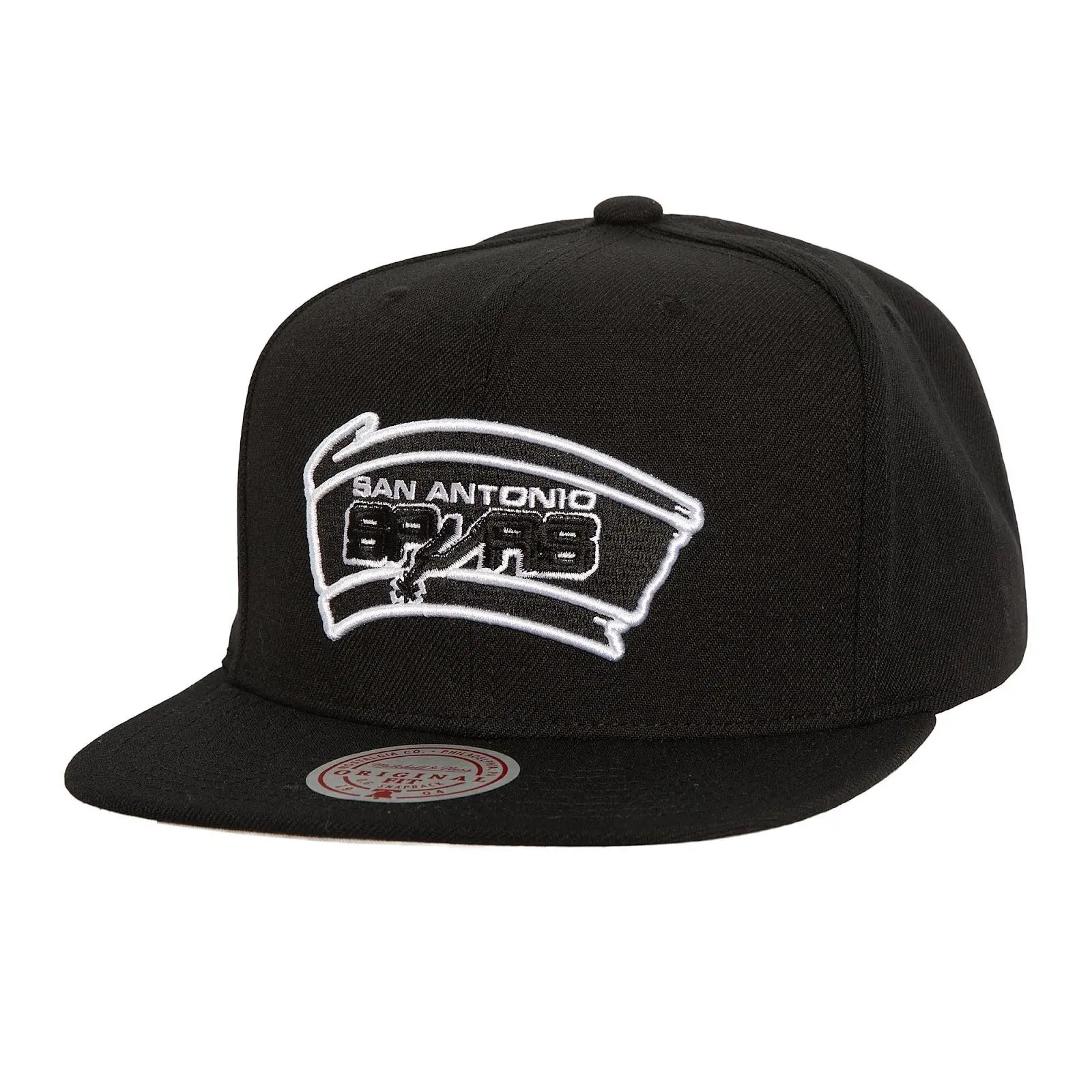 Black/White San Antonio Spurs Hardwood Classics Evergreen OG Snapback Hat NBA Throwback Cap Adjustable Fan Gear Mitchell & Ness