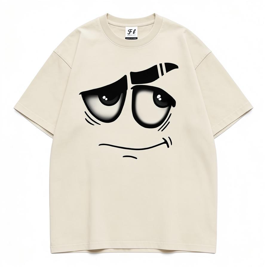 Men's 3D Washable Direct Spray T-Shirt 260g Heavy Cotton Vintage Casual Streetwear Crew Neck Tee