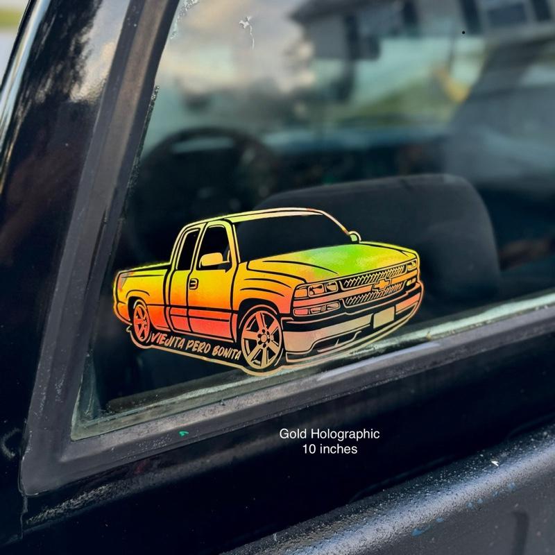 Viejita Pero Bonita Chevy Truck Decal Sticker - Customizable for Cars, Trucks, SUVs, Glass Doors, Windows, Fridges - Available in Multiple Colors Vehicle Exterior Decoration