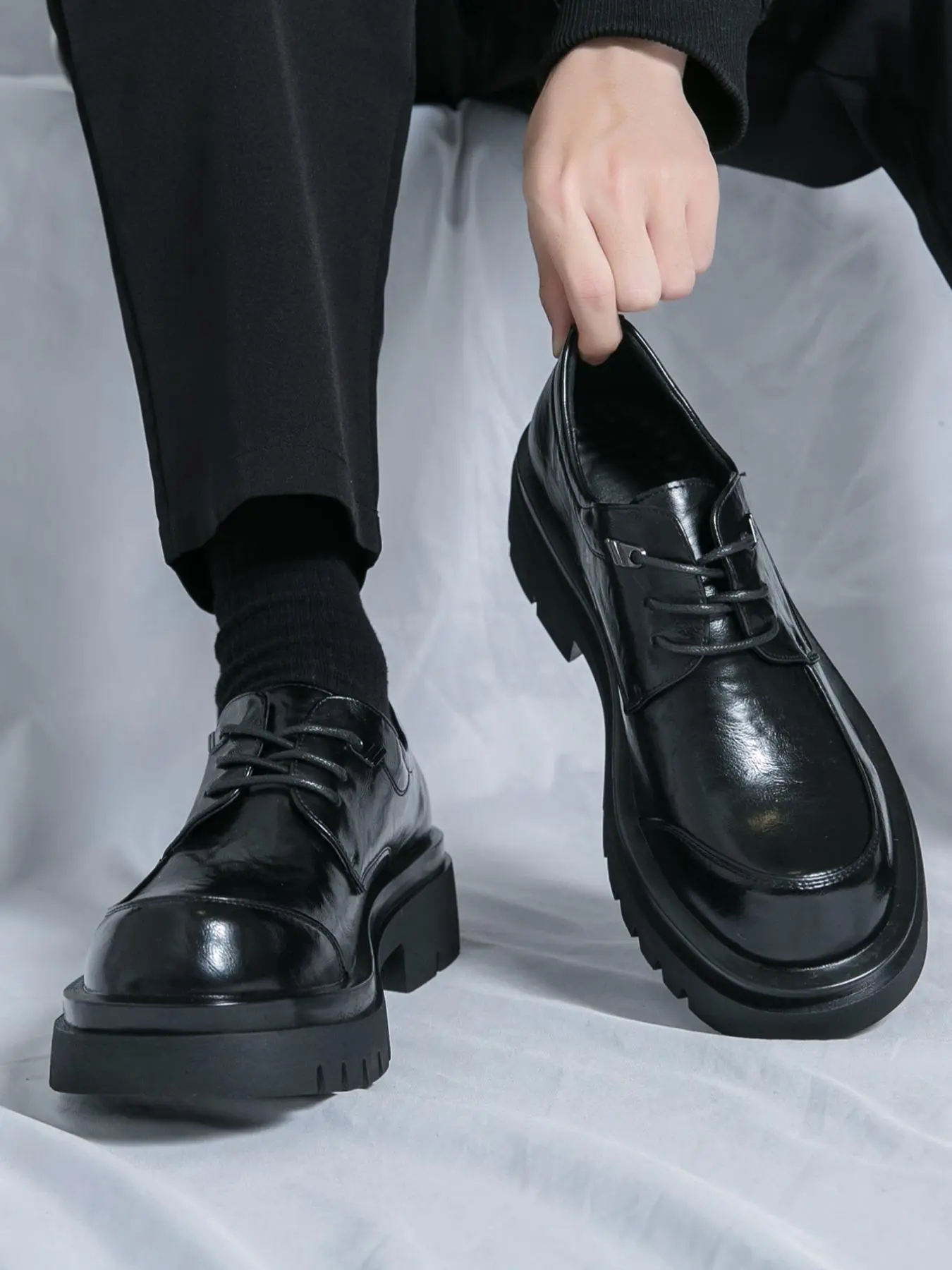 Men's Business Style Solid Color Lace Up Dress Shoes, Fashionable Round Toe Shoes for Work Office, Male All-match Casual Shoes for Daily Wear Footwear Closed
