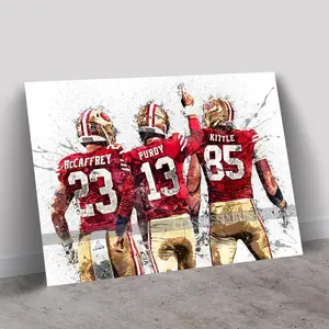 Christian McCaffrey Poster, Brock Purdy, George Kittle, San Francisco 49ers, Wrap, Wall Art Print, Kids Decor, Man Cave Gift, Poster Gifts, Gift For Fan - Unframed (No Frame)