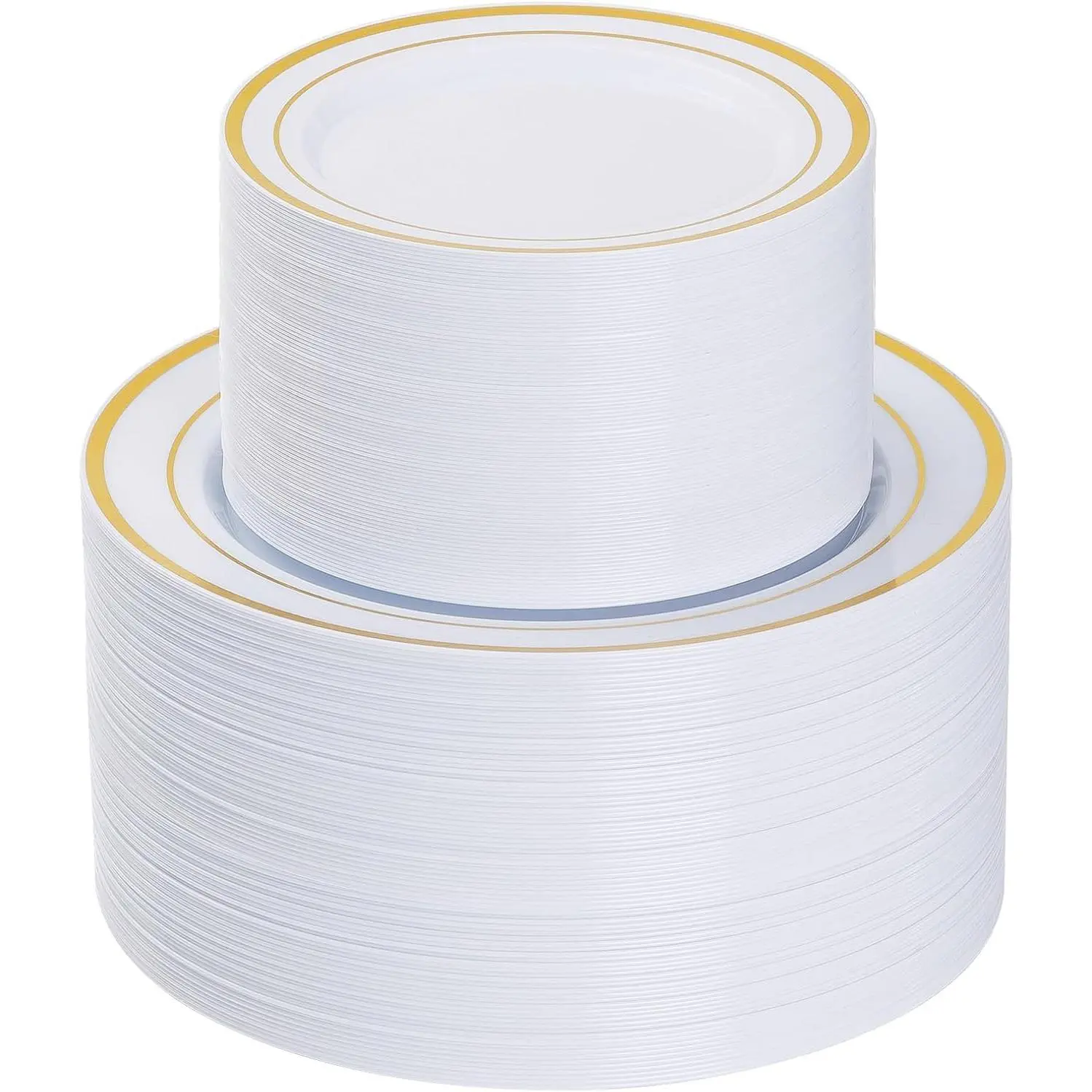 200 count  Plastic Plates, Heavy Duty Disposable  Plates with 100 10.25 inch Dinner Plates and 100 7.5 inch Dessert Plates for Party, Holiday, Wedding, Thanksgiving