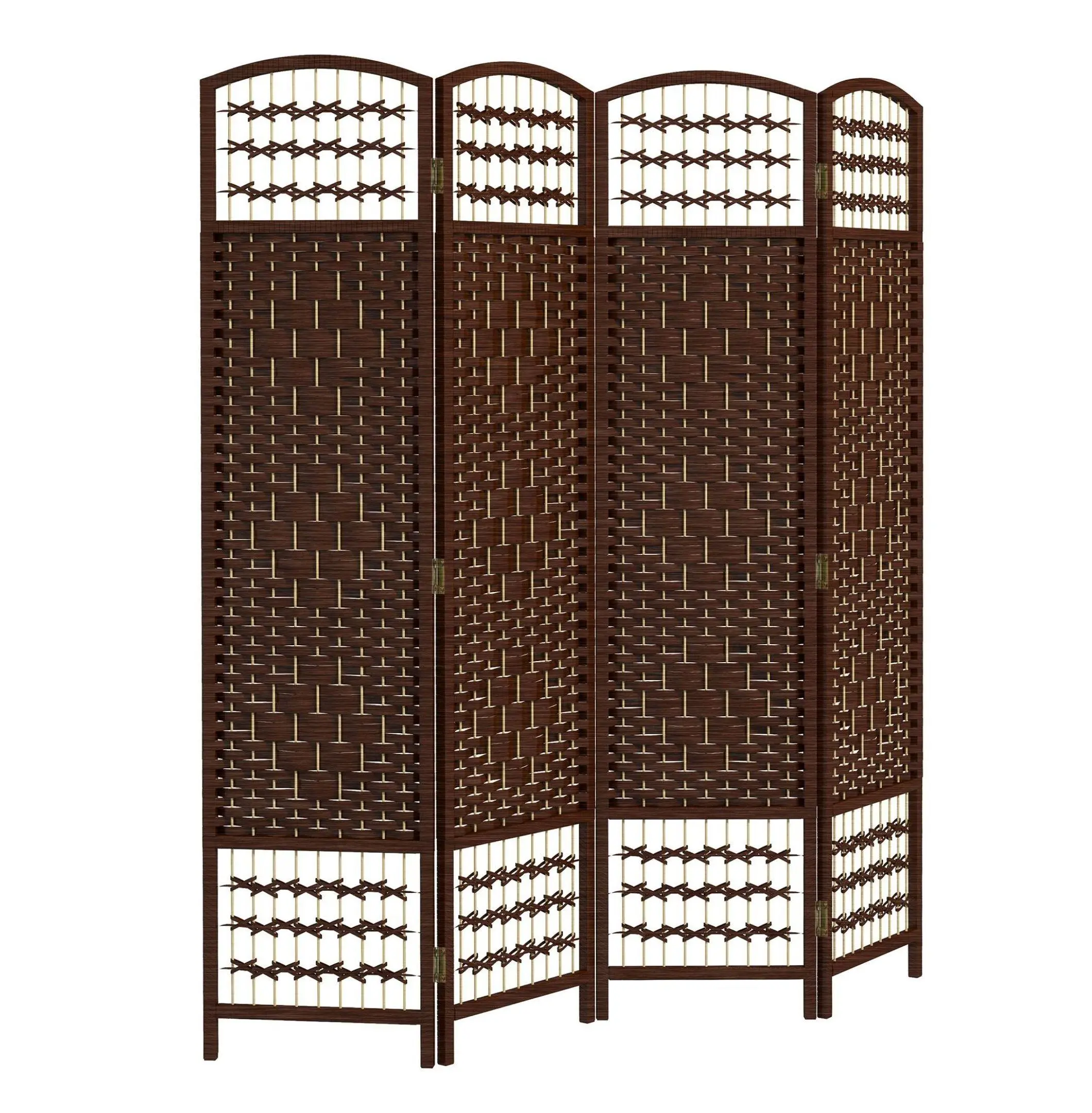 Folding Room Divider 4 Panel, Portable Privacy Screen Fiber Partition for Home Office, Brown Default Title