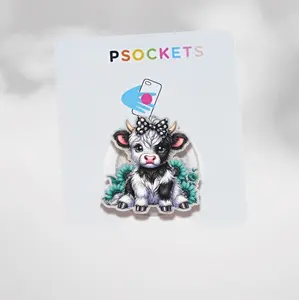 Aesthetic Cute Highland Cow Magnetic Phone Grip Coquette Ribbon Bow Magsafe Kickstand, Trendy Farmhouse Animal Gift For Her