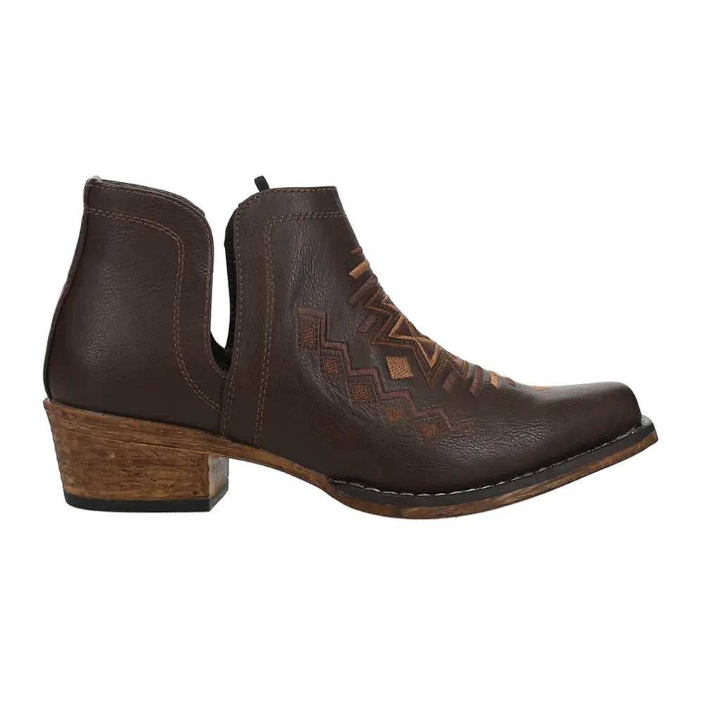 ROPER Womens Ava Aztec Southwest Embroidered Snip Toe Casual Boots Ankle Low Heel 1-2" - Brown ROPER Womens Ava Aztec Southwest Embroidered Snip Toe Casual Boots Ankle Low Heel 1-2" - Brown