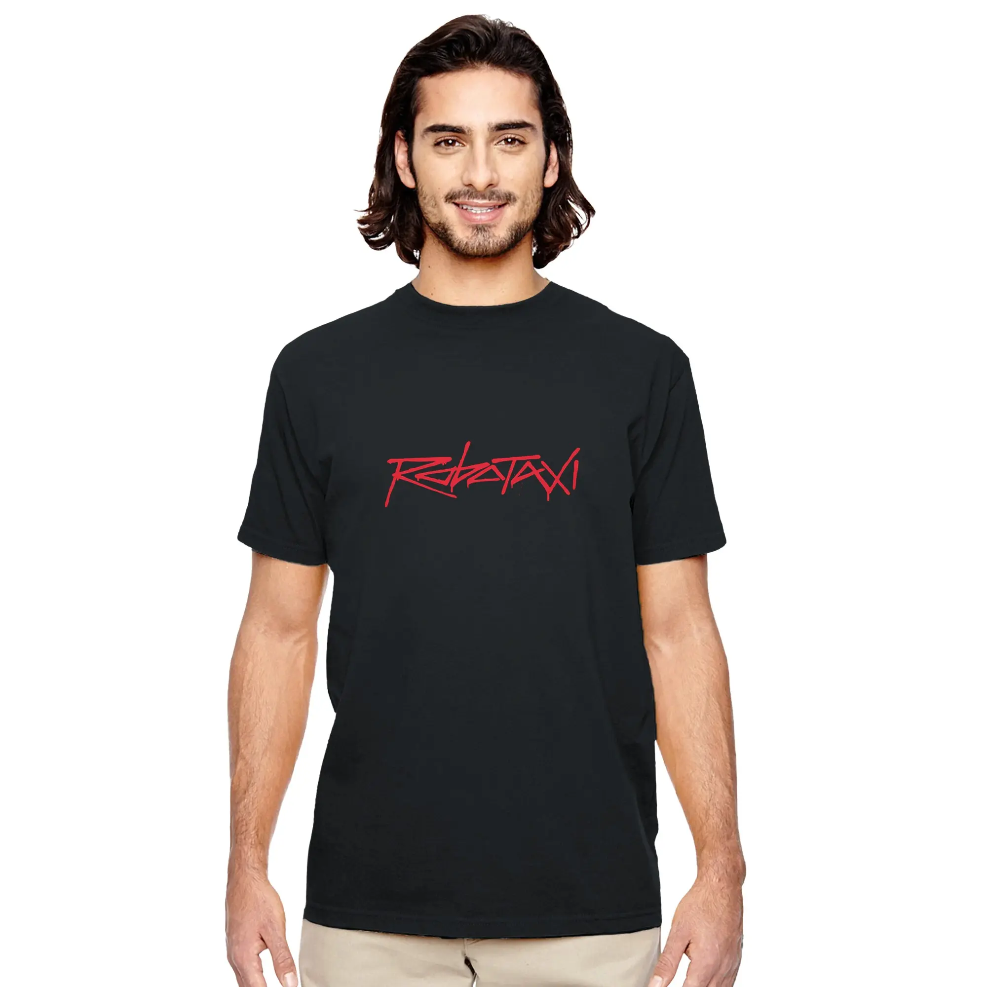 Robotaxi Tesla Shirt Fan Drop - Fitted Short Sleeve Crew Neck Casual Summer Top for Men & Unisex - 100% Organic Cotton Breathable Ribbed Knit